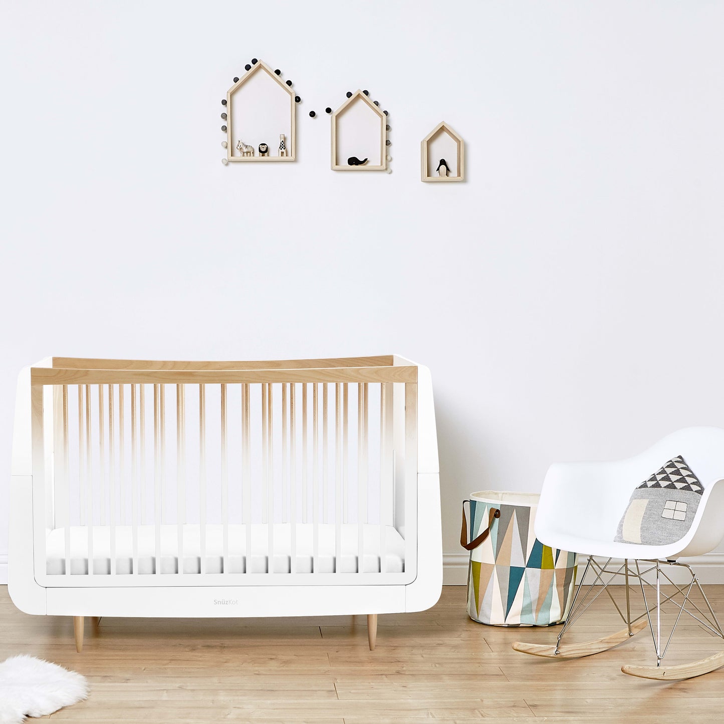Snuz White Nursery Set SnuzKot + SnuzKot Changer Skandi Ombre - Pack of 2