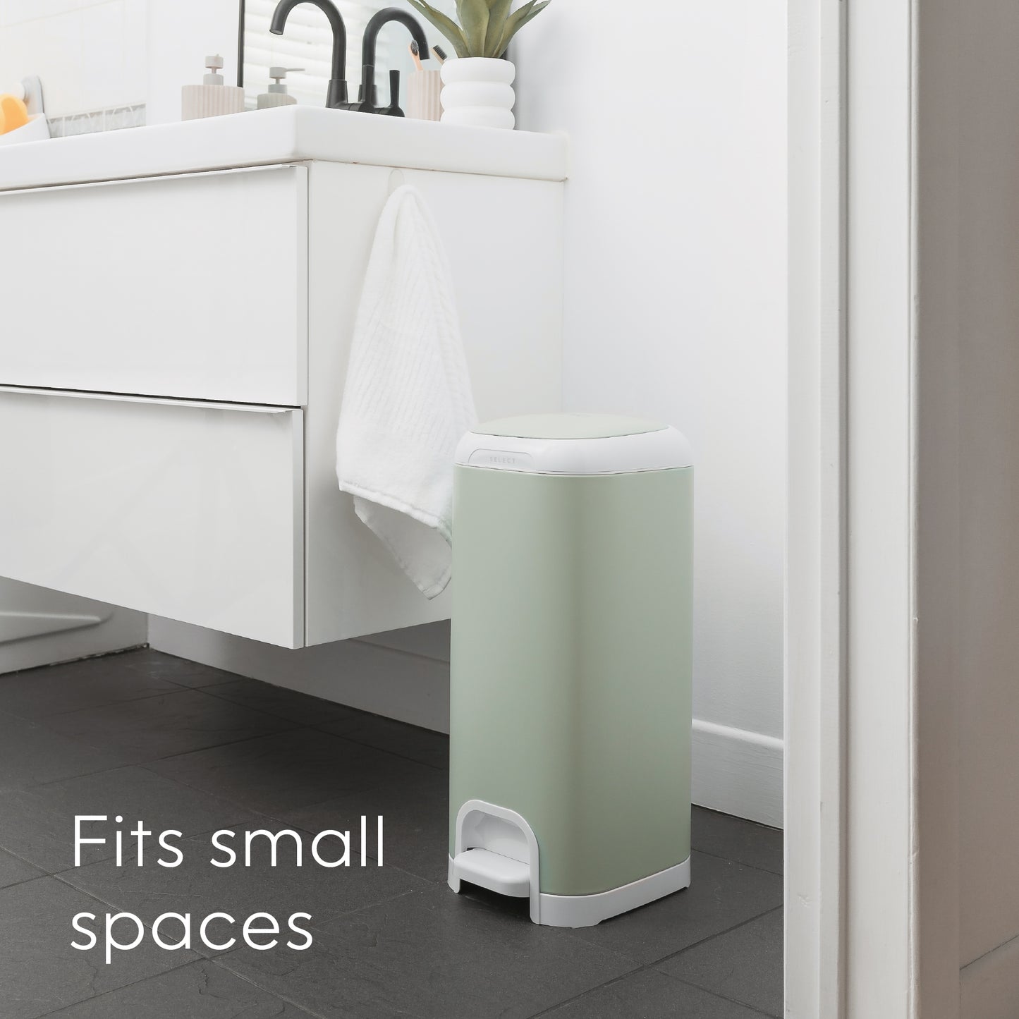 Diaper Genie Select Odor Lock Stainless Steel Pail Green