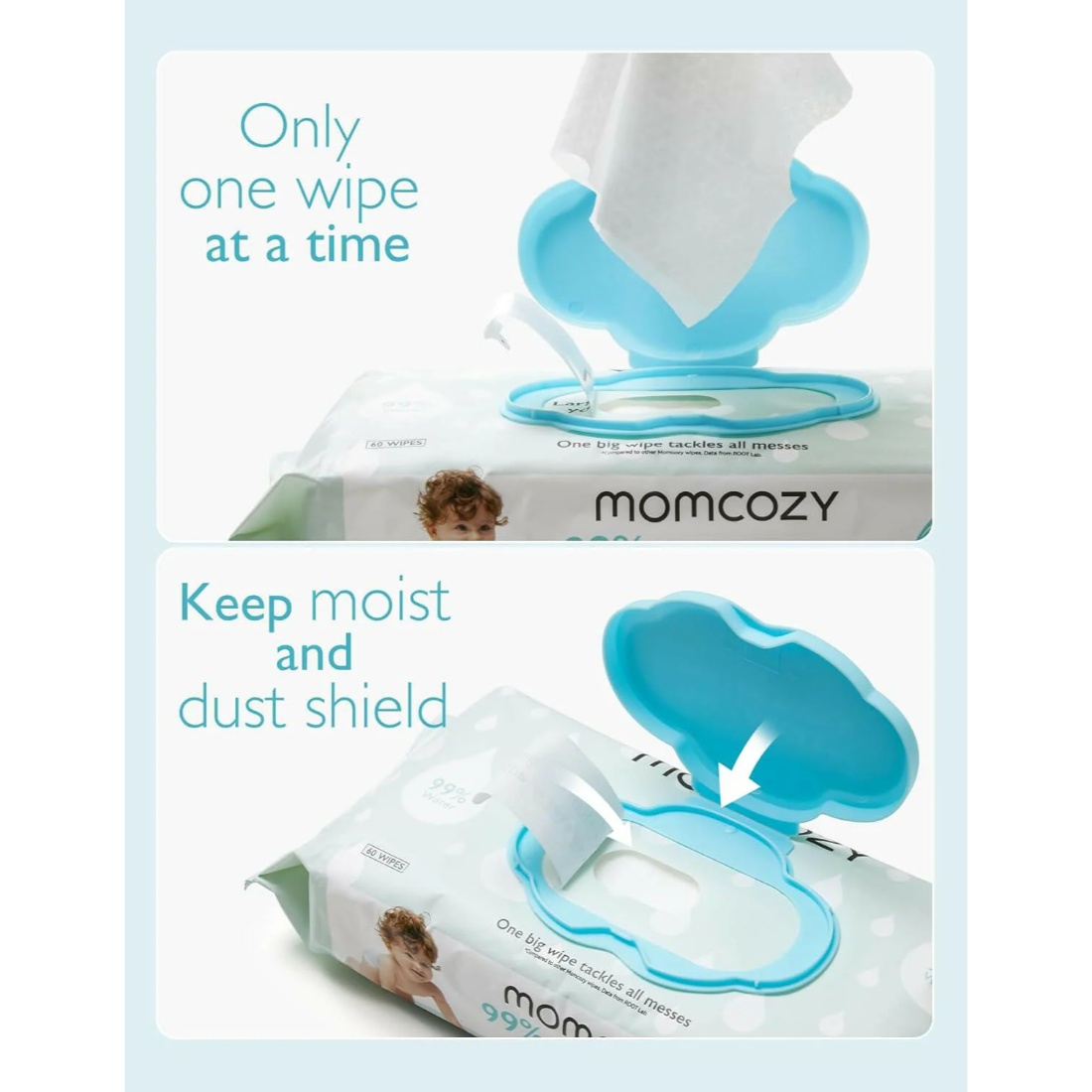 Momcozy Water Wipes-Extra Large Size Design - 720 Count (12 packs)