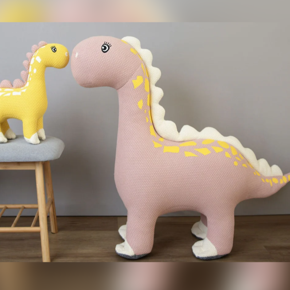 Pink Mama & Baby Dino: Unique Crochet Collection