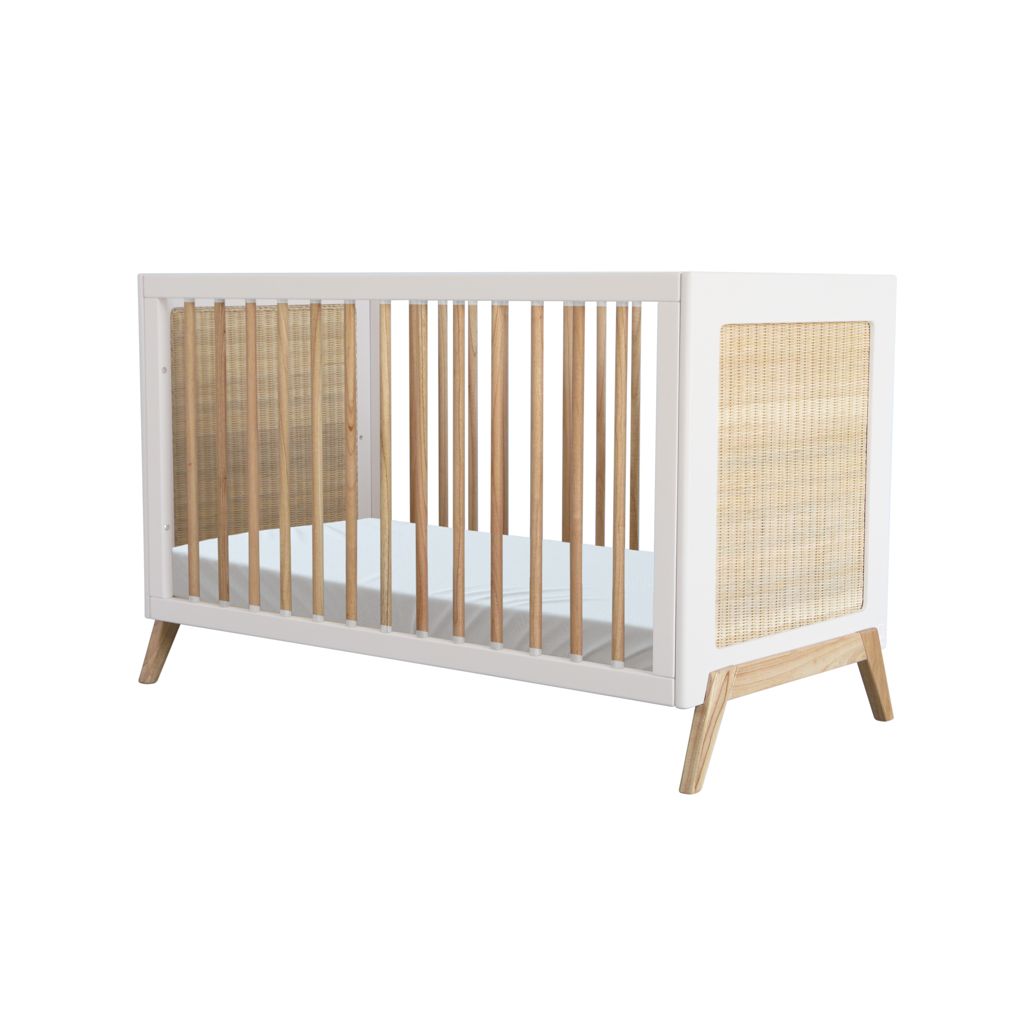 Marelia Evolutive Bed Rattan 60 X 120 - Neige - PRE ORDER