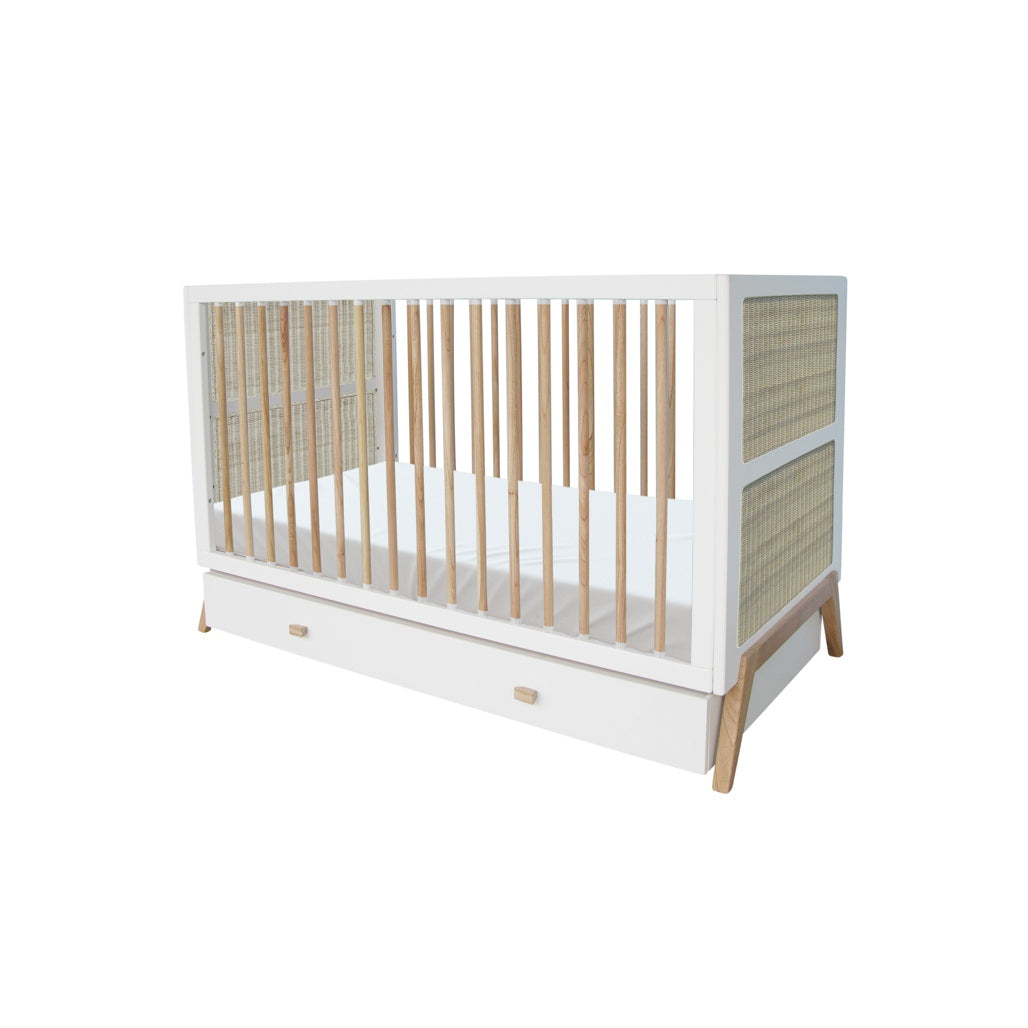 Marelia Multi-Evolutive Bed Rattan 70 X 140 - Neige - PRE ORDER