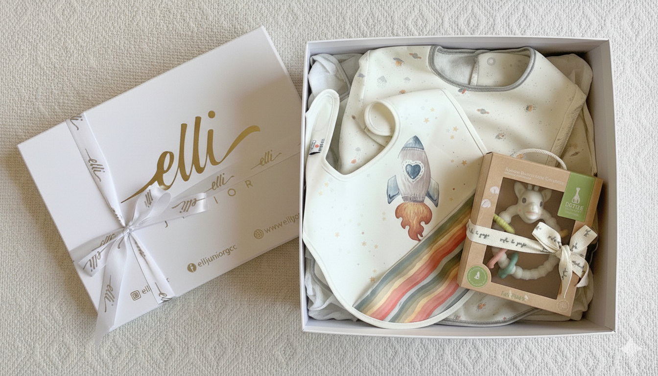 Space Gift Set (2 bibs + Sophie Teether) with Gift Box
