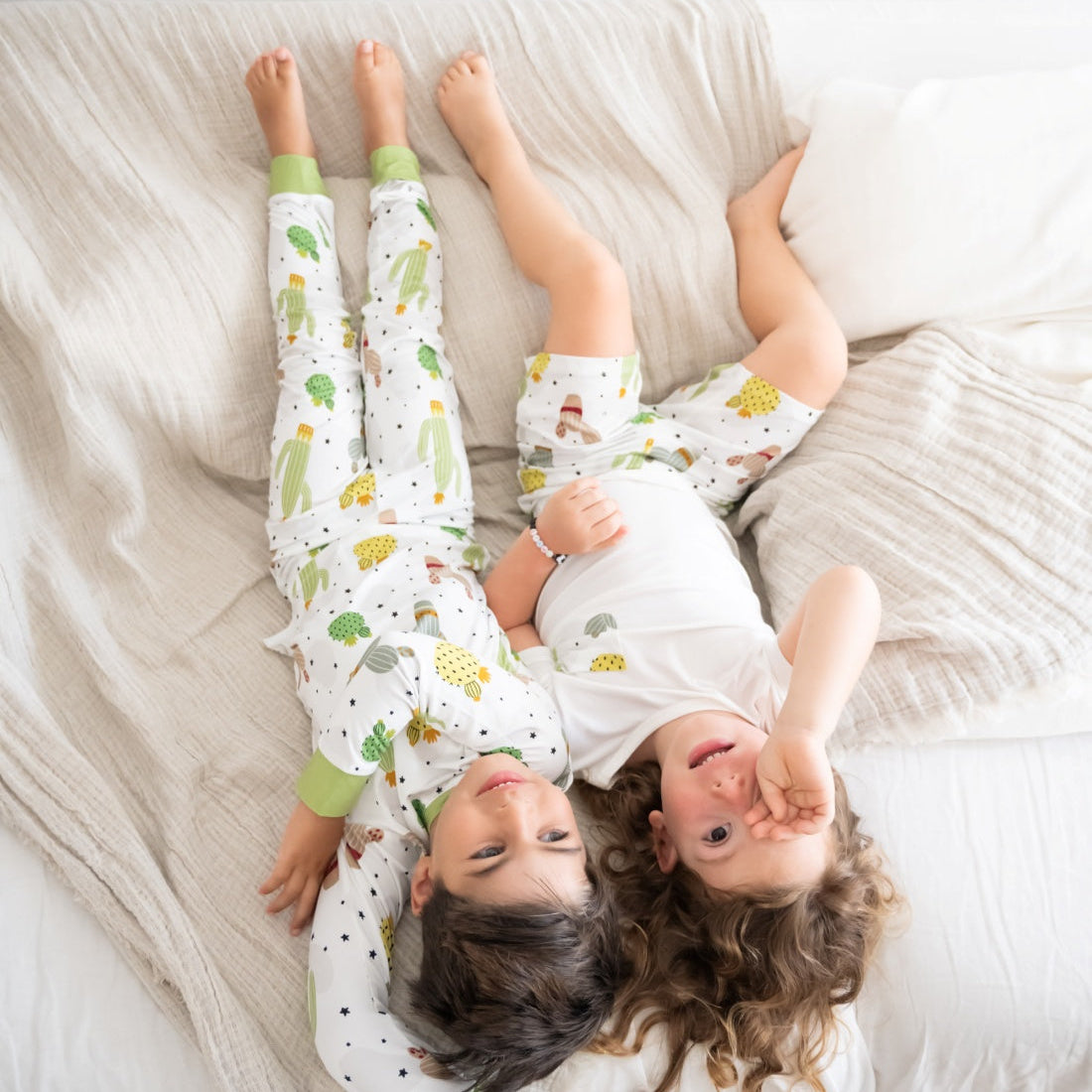 Cacti Shorts set OEKO TEX® Bamboo Yellow Green