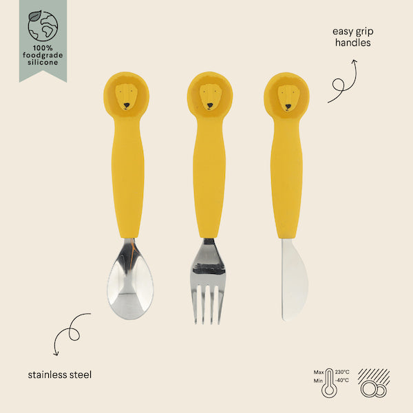 Stainless Steel Cutlery Set With Silicone Handle - Mr. Lion