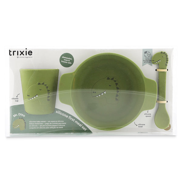 Silicone First Meal Set (Bowl, Spoon & Cup) - Mr. Dino