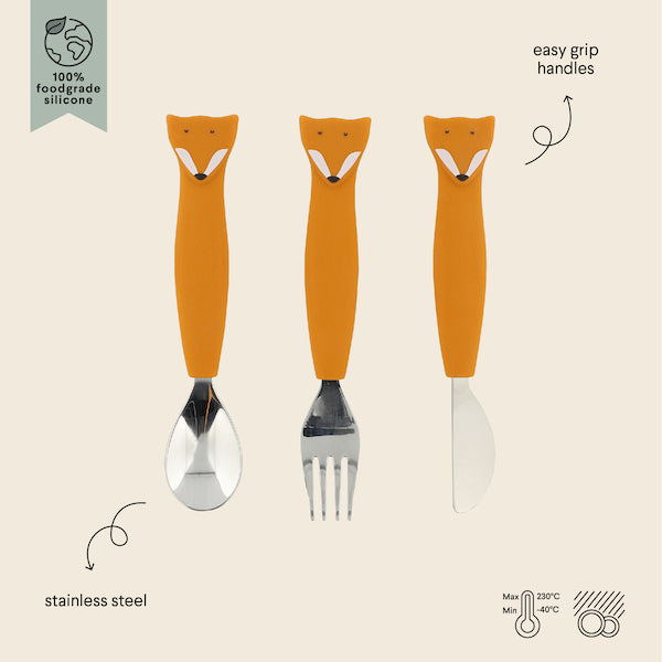 Stainless Steel Cutlery Set With Silicone Handle - Mr. Fox