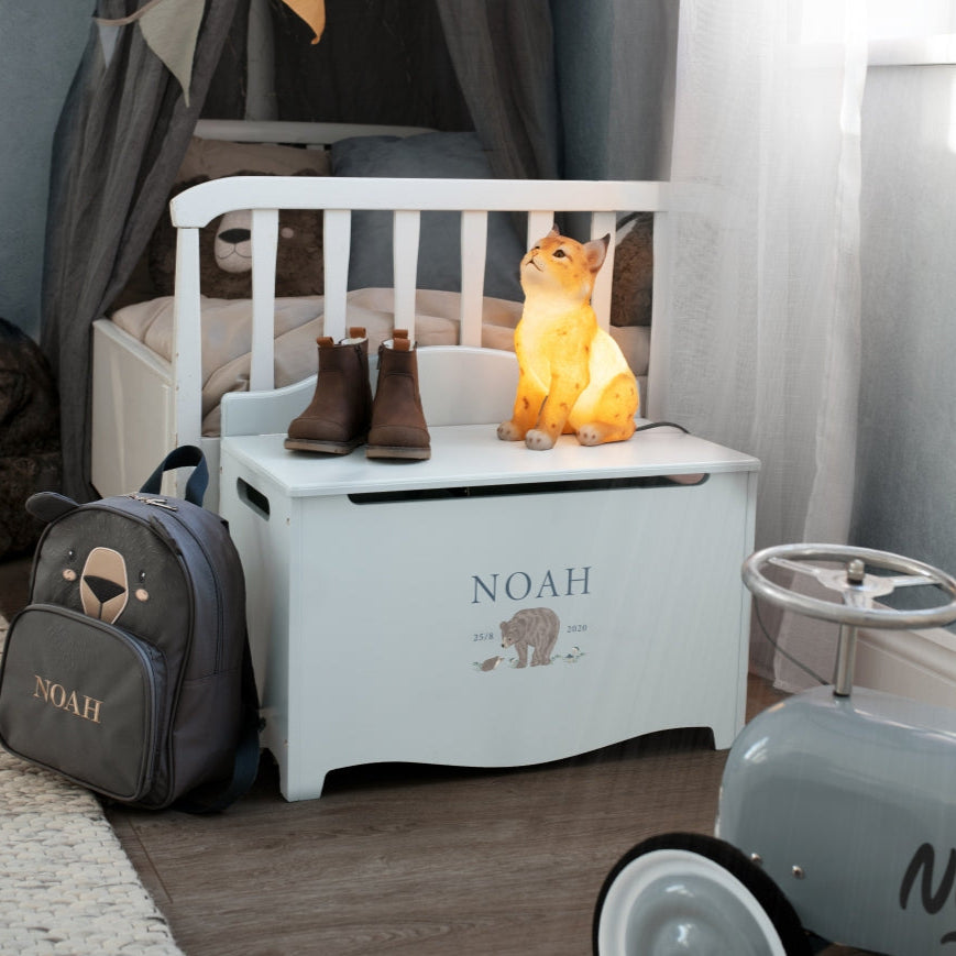 Keepsake Storage Chest Named Nordic Bear Blue (Personalised) PRE ORDER