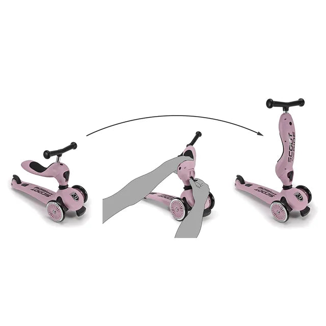 2-in-1 Scooter Highwaykick 1 Rose with Helmet
