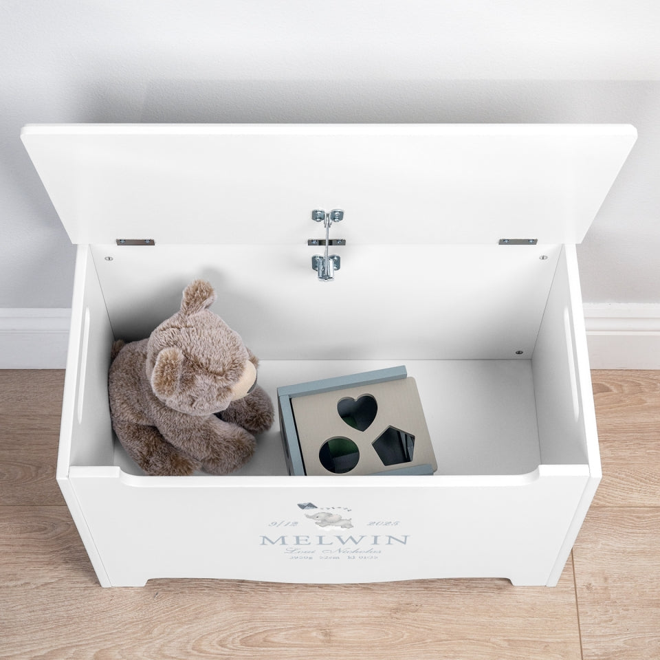 Keepsake Storage Chest Named Elephant White - Dream (Personalised) PRE ORDER