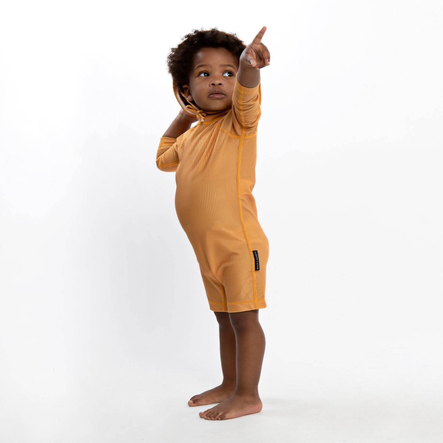 Golden Ribbed Baby Swimsuit Long Sleeve (12-18m)68/74