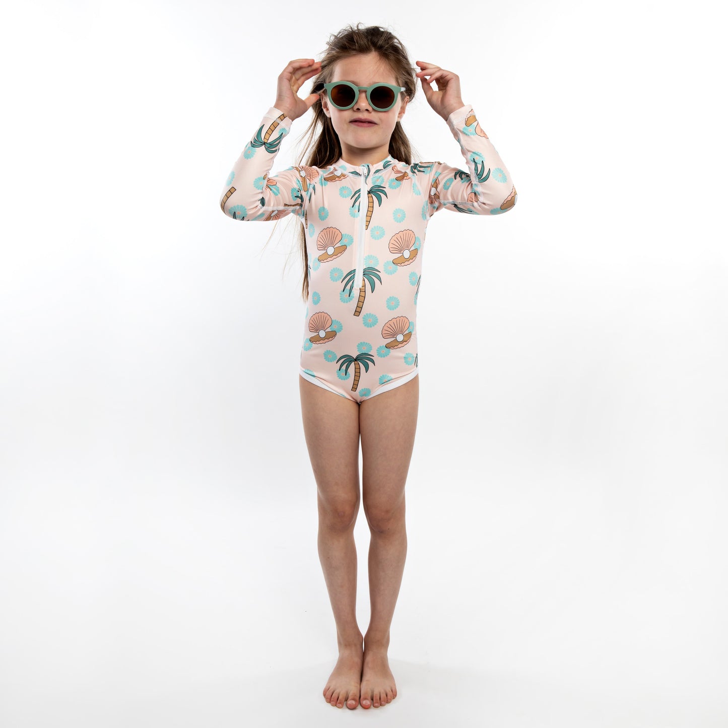 Pearls and Palms Swimsuit Long Sleeve (5-6y)116/122