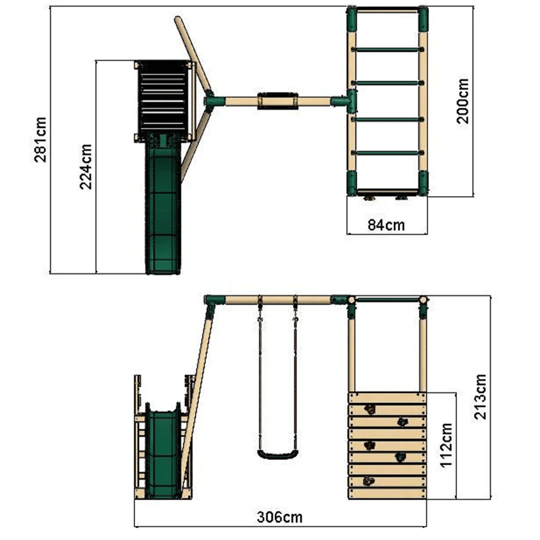 Wooden Swing Set with Monkey Bars - PRE ORDER
