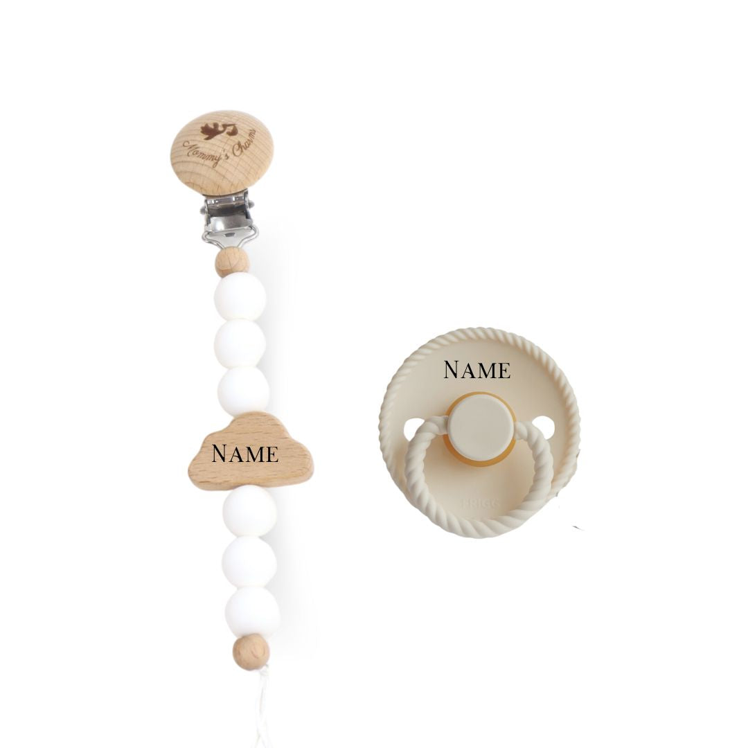 Cloudy Dreams Pacifier Clip + Frigg Pacifier White