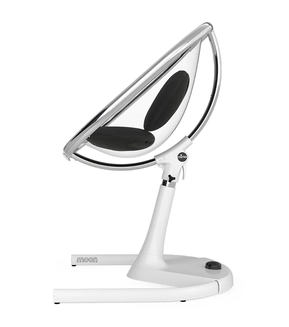 كامل مجموعة القمر (كرسي عالي + مقعد بطانة + مقعد مجموعة + القدم) -إطار أسود -أبيض