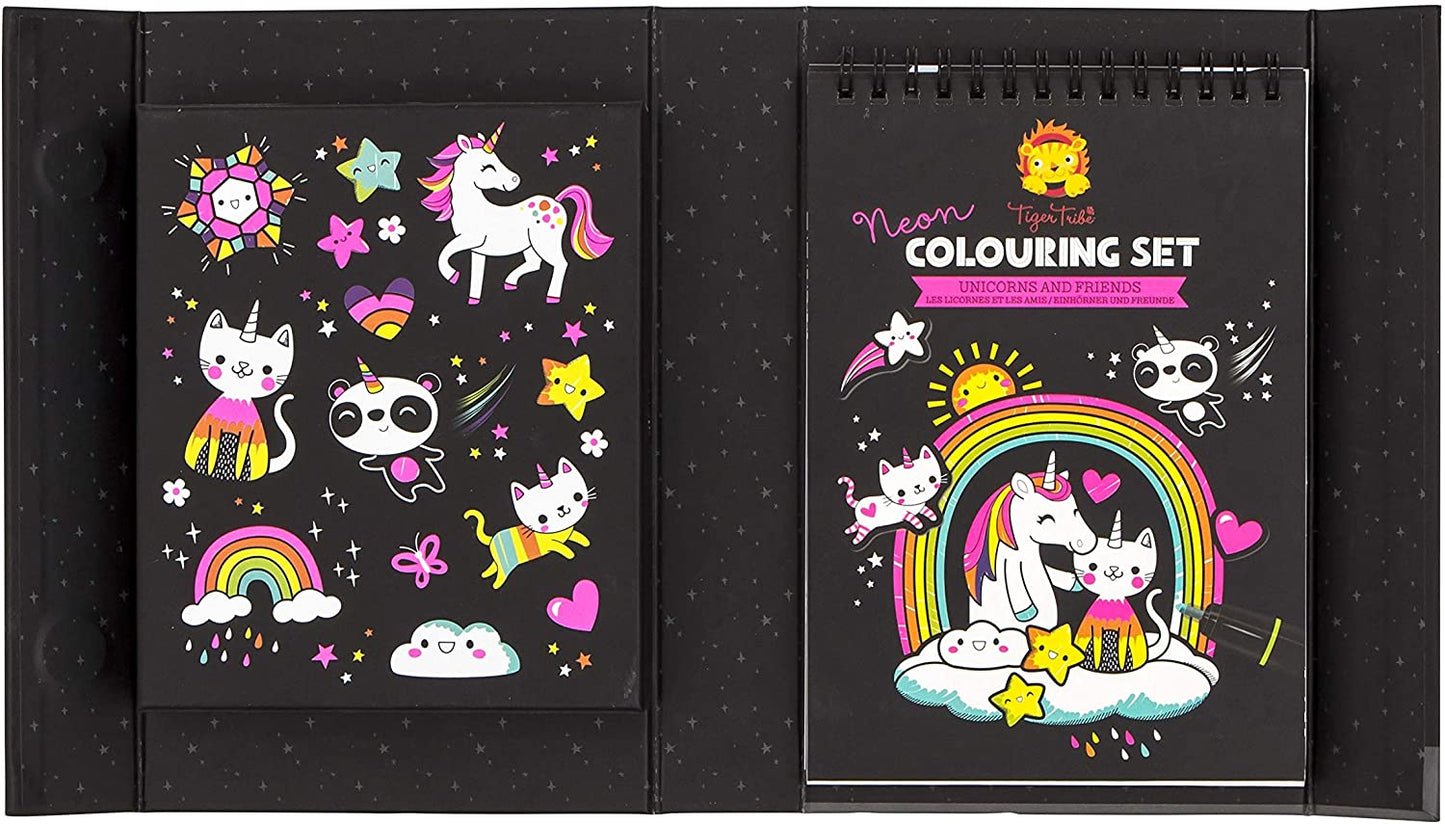 Tiger Tribe -Neon Colouring Set - Unicorn & Friends