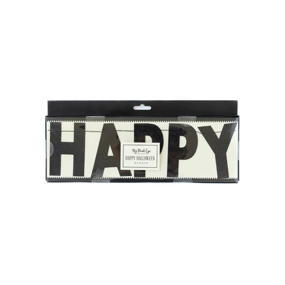 Happy Halloween Black Glitter banner