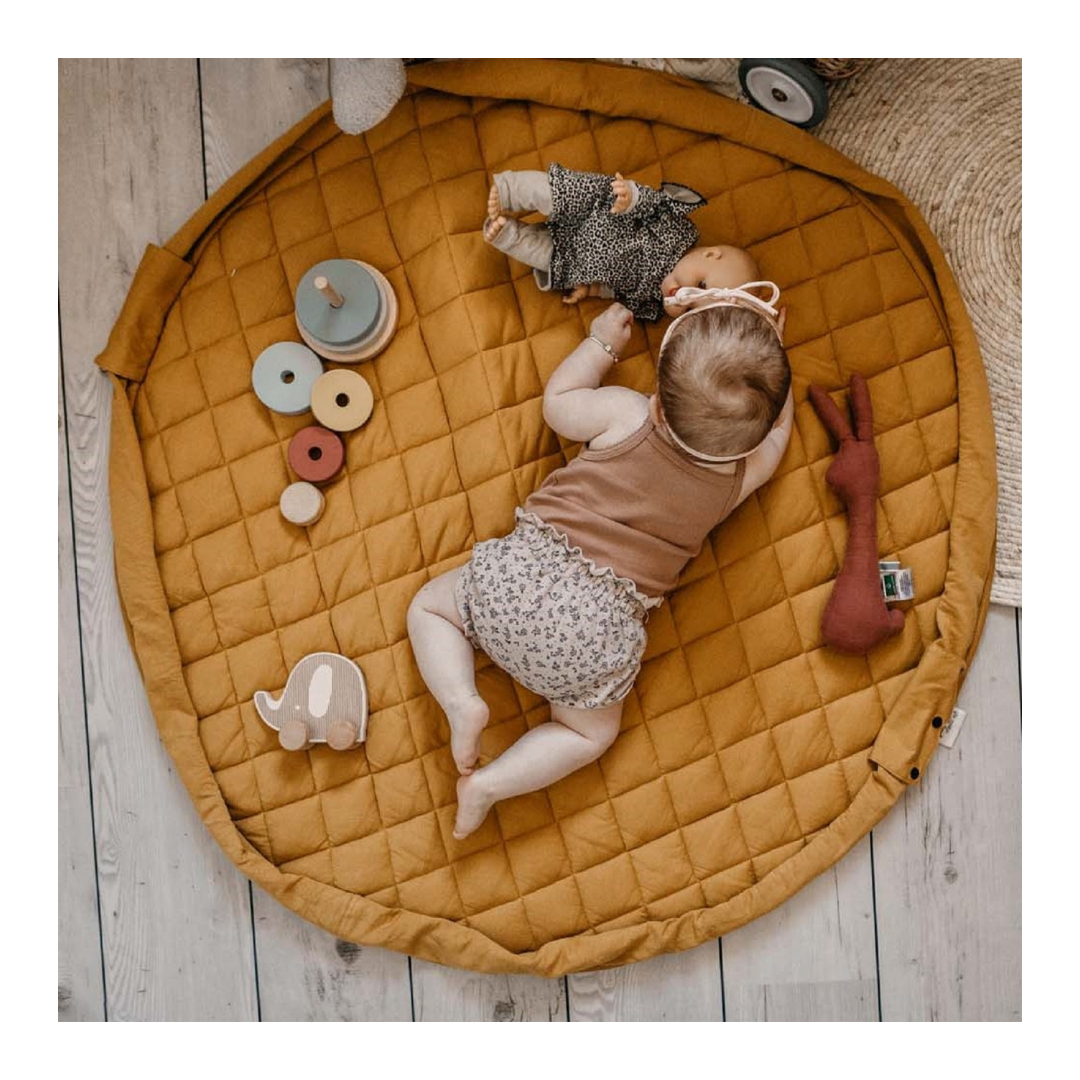 Play and Go - Organic Playmat and Storage Bag - Mustard Chai Tea