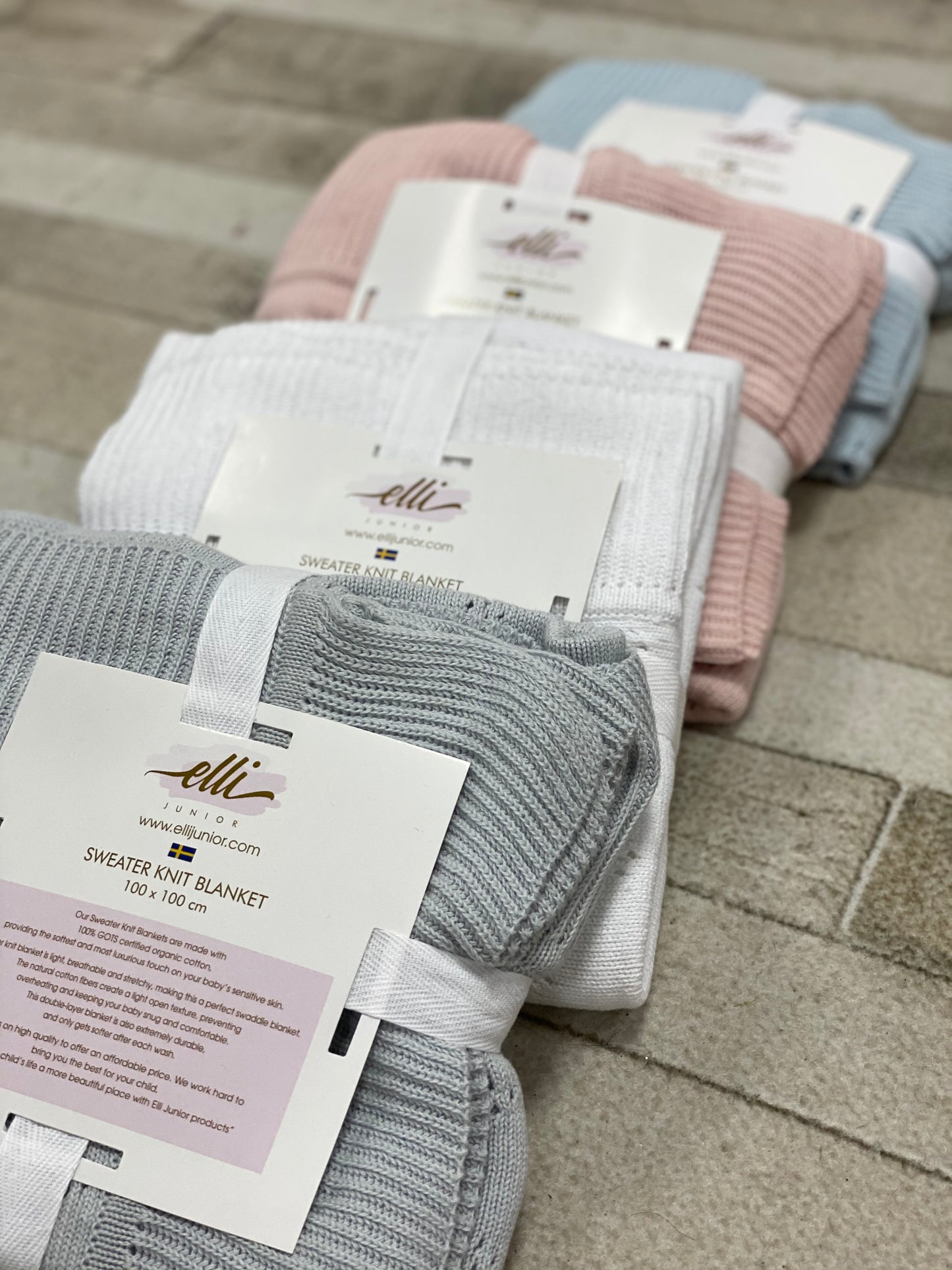 إيلي جونيور -بطانية محاكة ضخمة في القطن العضوي، الوردي