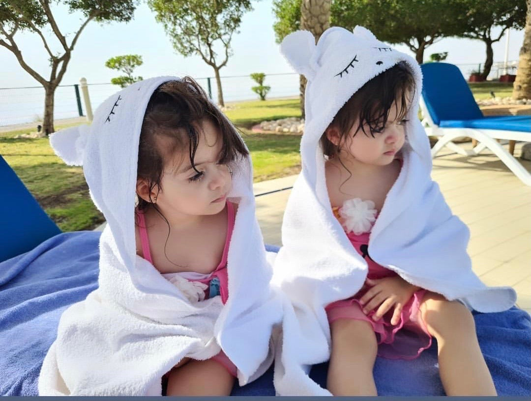 Huge Organic Hooded Towel (can be personalised) White