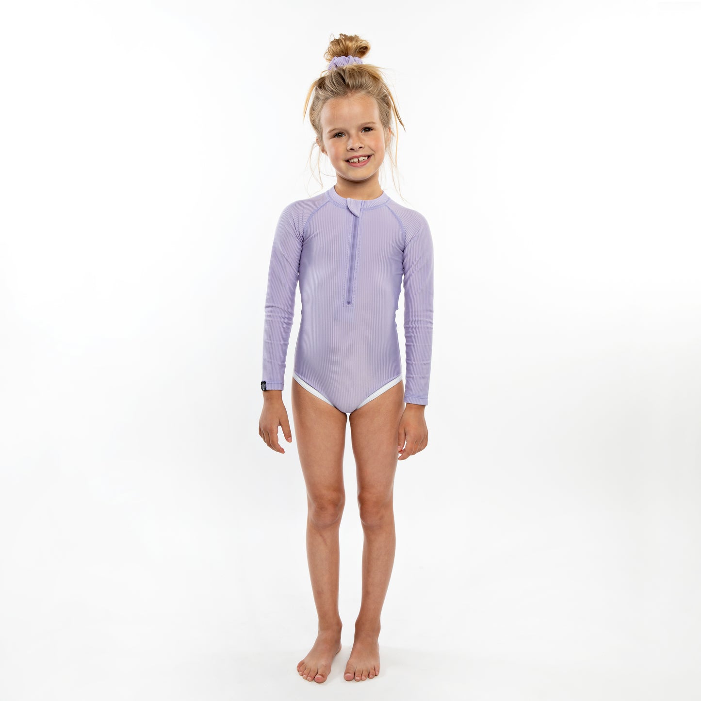 Lavender Ribbed Swimsuit Long Sleeve