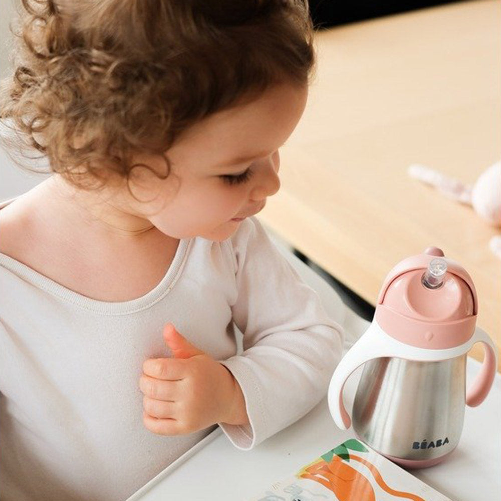 Stainless Steel Straw Cup - Old Pink