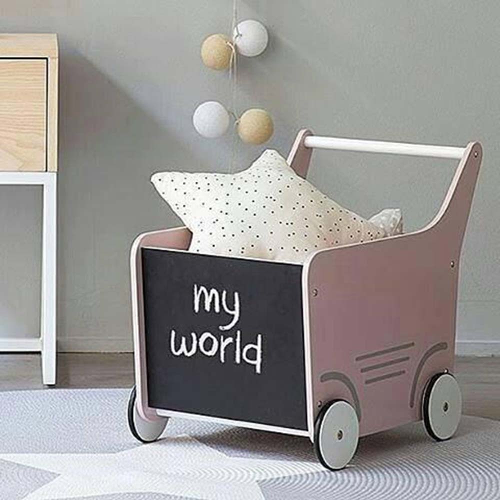 Wooden Stroller - Soft Pink