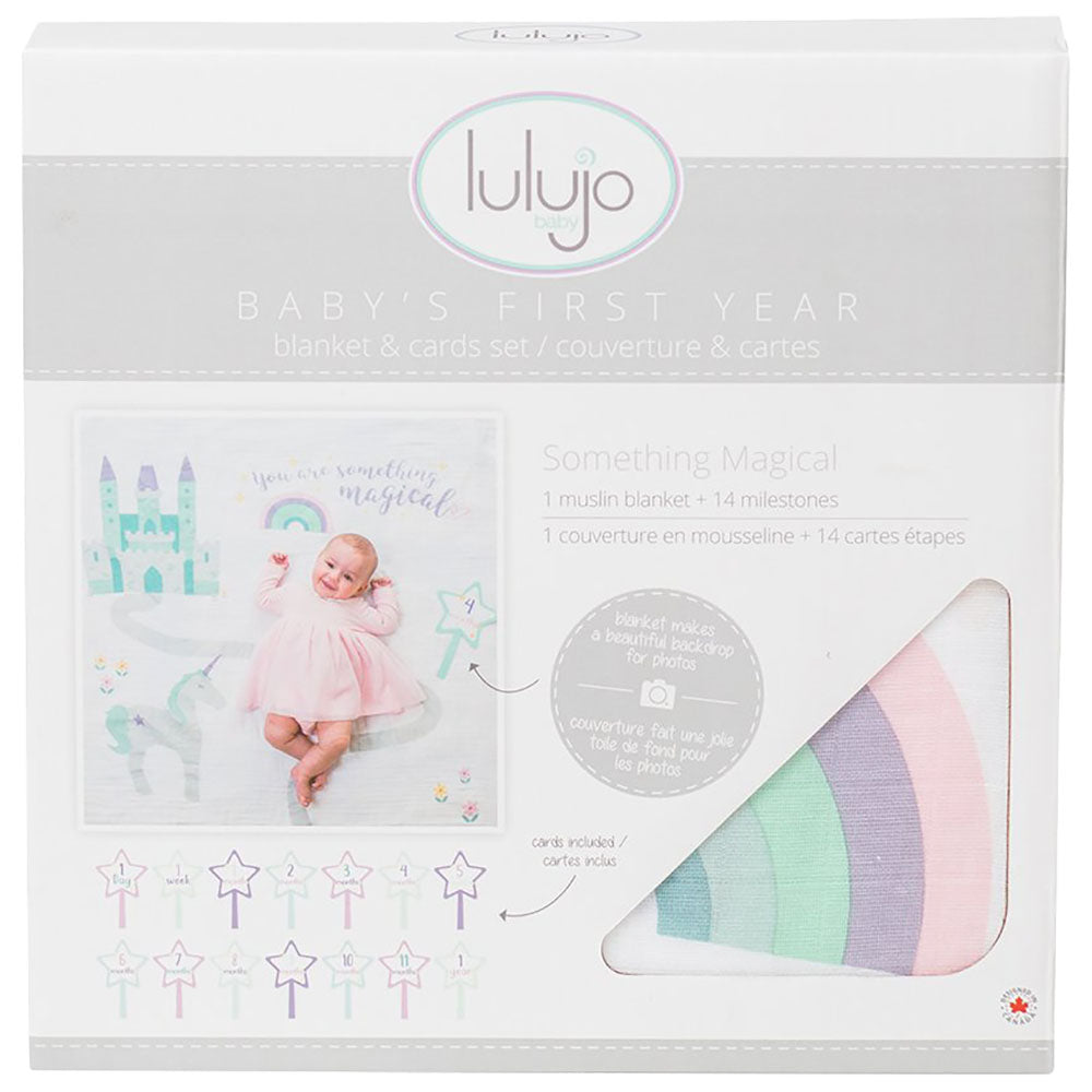 Lulujo - Baby's First Year Blanket & Cards Set - Something Magical