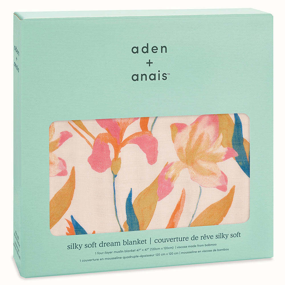 aden + anais - بطانية سيلكي سوفت دريم مارين جاردنز - أعشاب بحرية زهرية