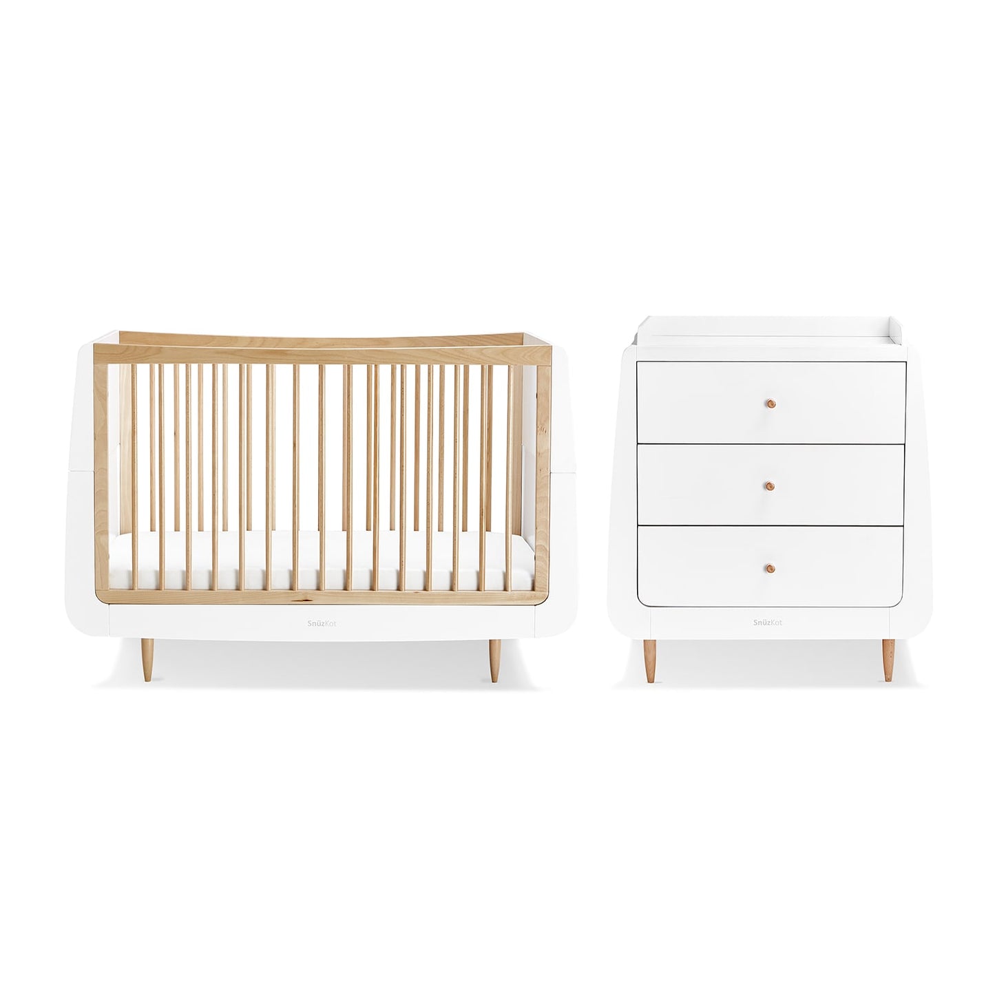 Snuz White Nursery Set SnuzKot + SnuzKot Changer Skandi Natural - Pack of 2