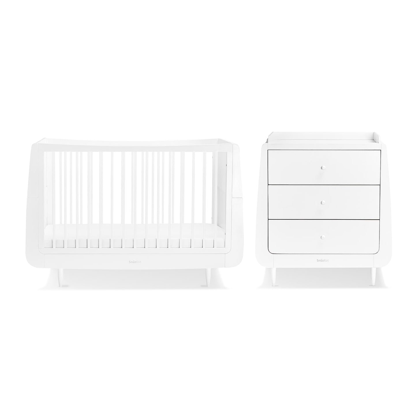 Snuz White Nursery Set SnuzKot + SnuzKot Changer Skandi White - Pack of 2