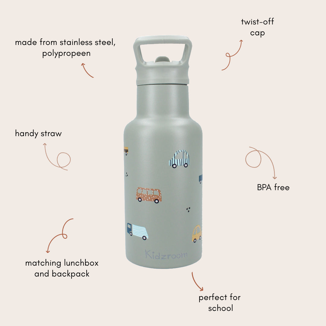 Metal Bottle 350ml Kidzroom Sweet Cuddles- Vehicle