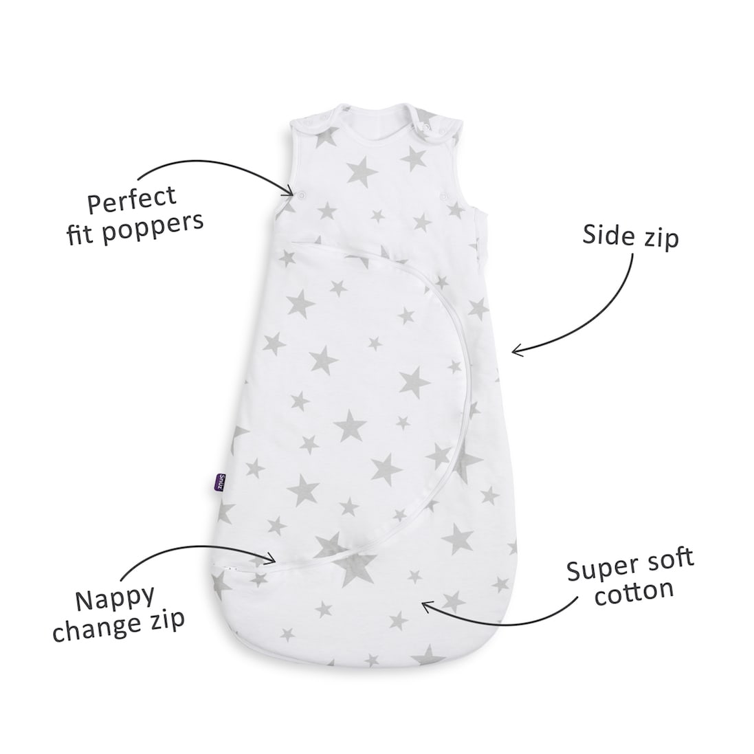 SnuzPouch Sleeping Bag, 2.5 Tog - Grey Star