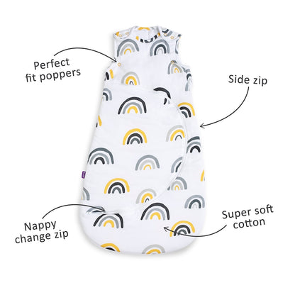 SnuzPouch Sleeping Bag, 2.5 Tog - Mustard Rainbow, 0-6M