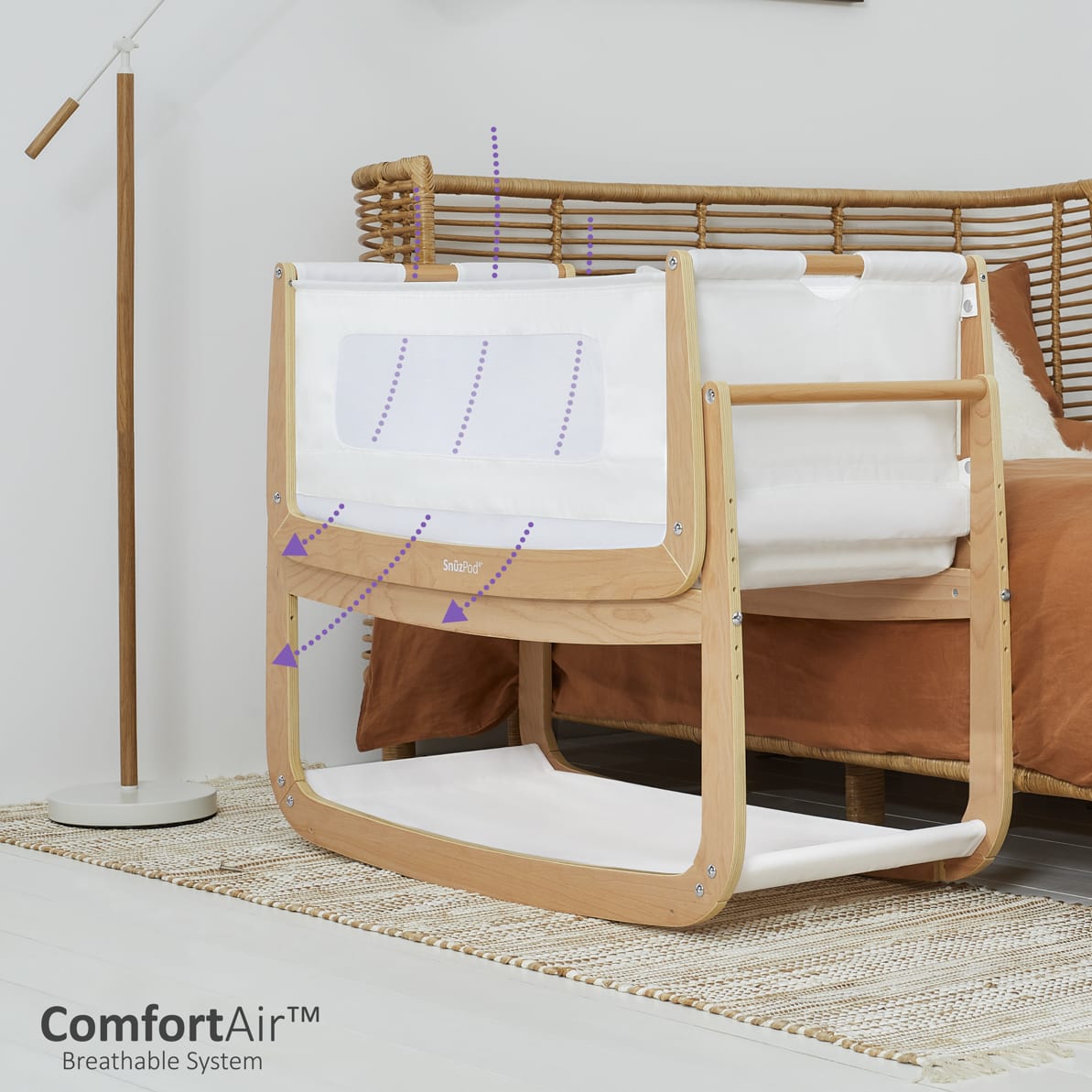 SnuzPod4 Bedside Crib - Natural