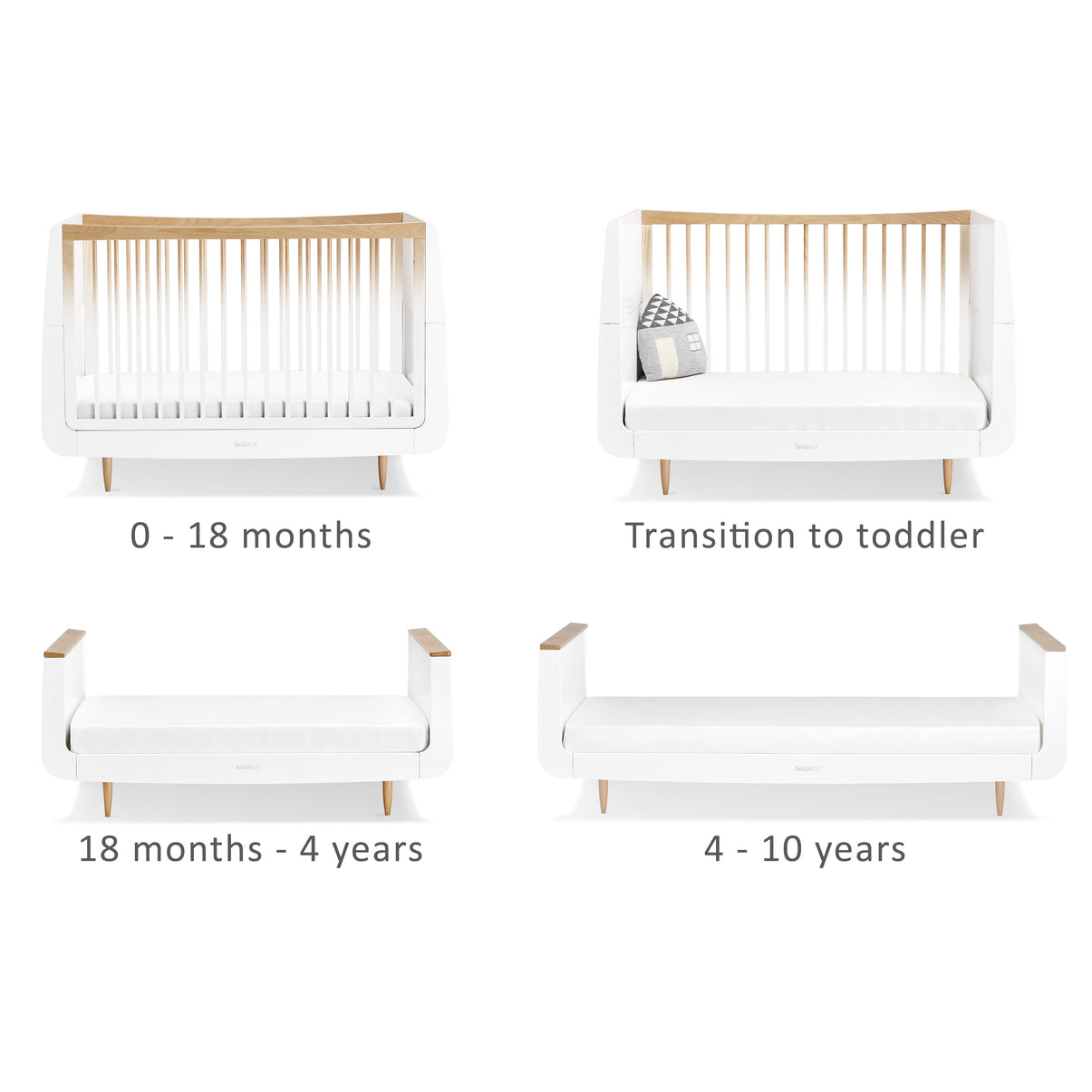 Snuz White Nursery Set SnuzKot + SnuzKot Changer Skandi Ombre - Pack of 2