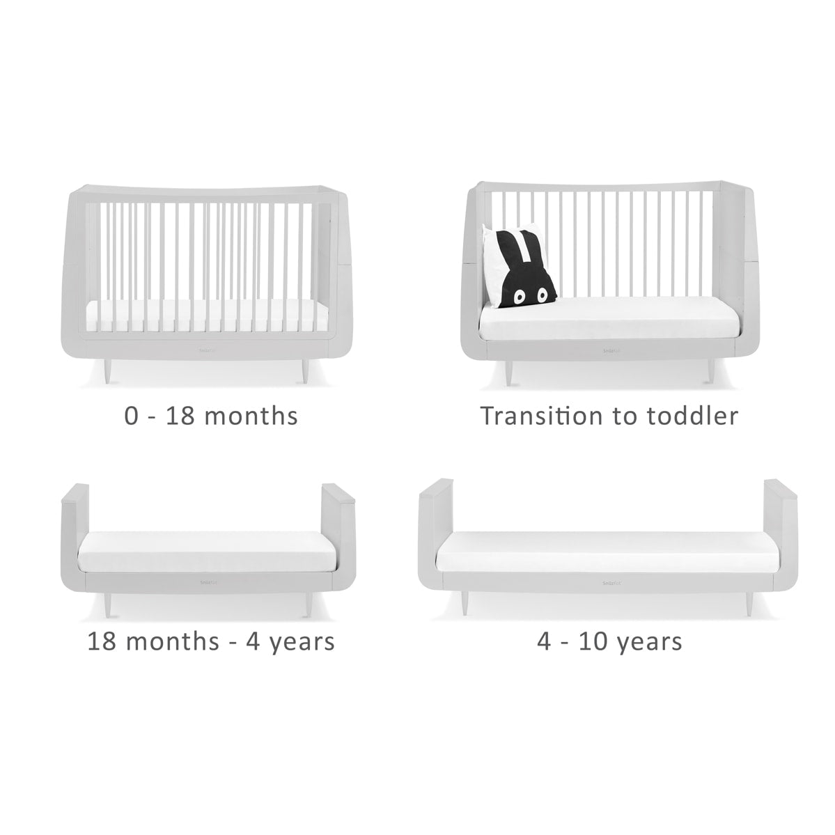 SnuzKot Skandi Cot Bed Ð Haze Grey / Grey