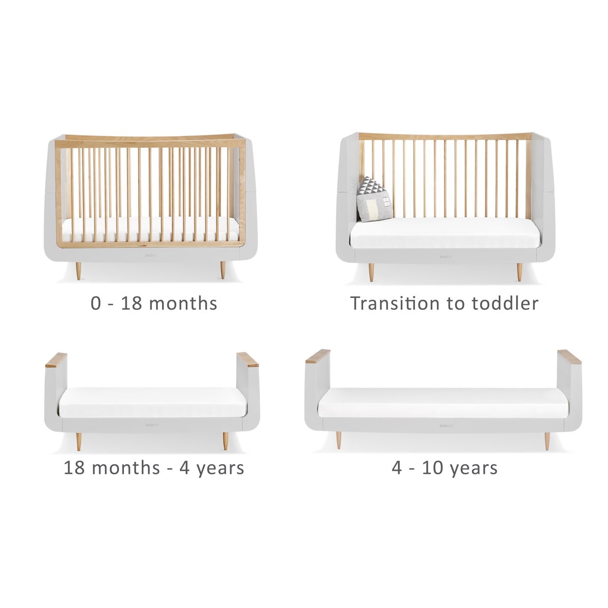 SnuzKot Skandi Cot Bed Ð Haze Grey / Natural