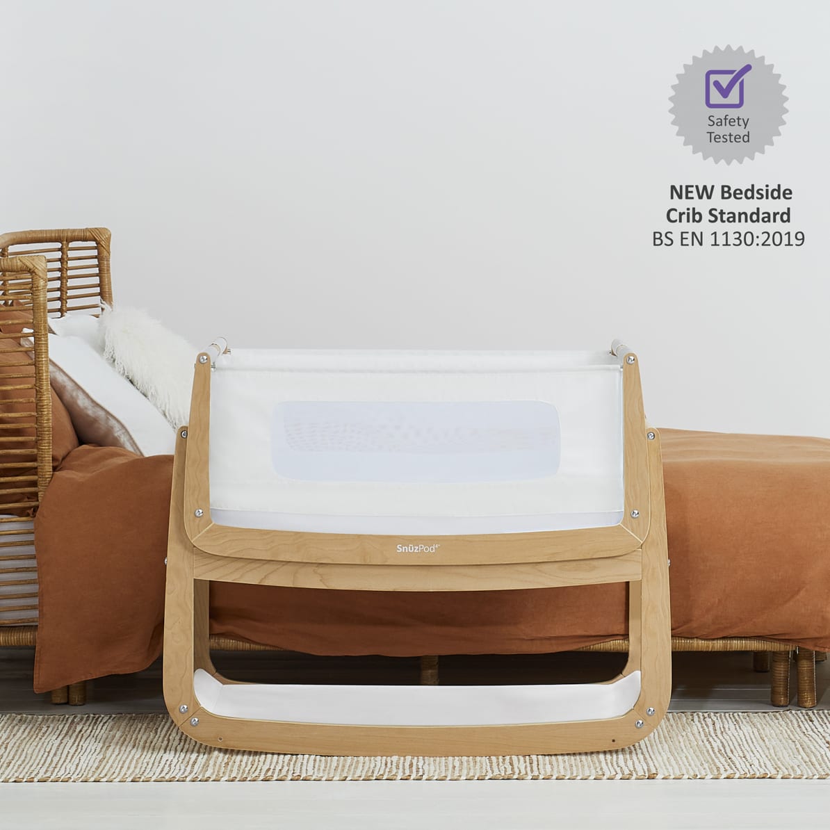 SnuzPod4 Bedside Crib - Natural