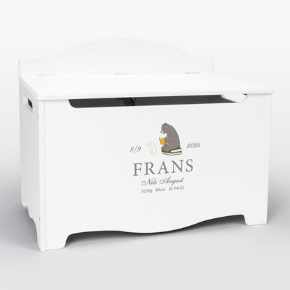 Keepsake Storage Chest Named Nordic Bear White (Personalised) PRE ORDER