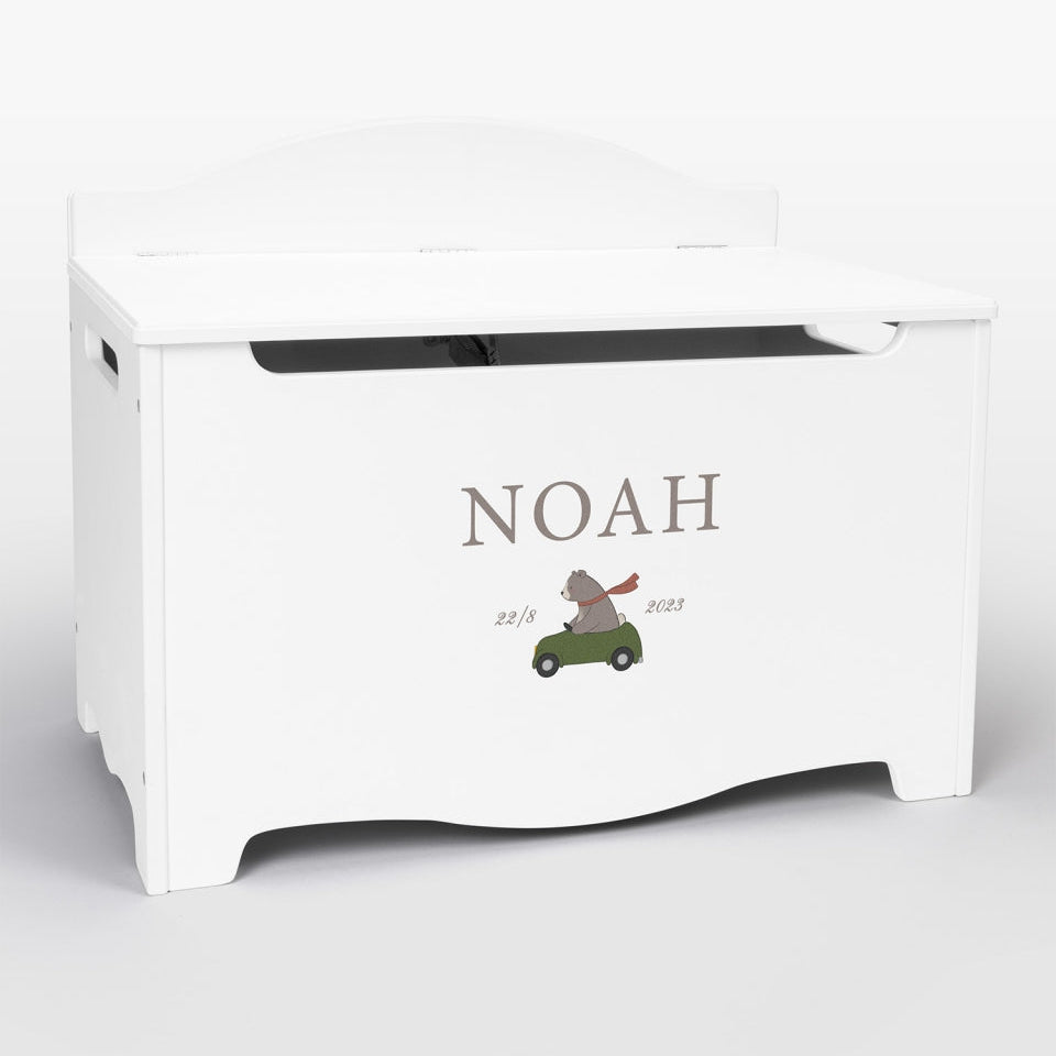 Storage Chest Named Nordic Bear White (Personalised) PRE ORDER