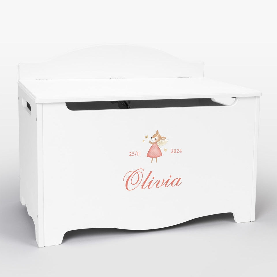 Storage Chest Named White - Nordic Deer (Personalised) PRE ORDER