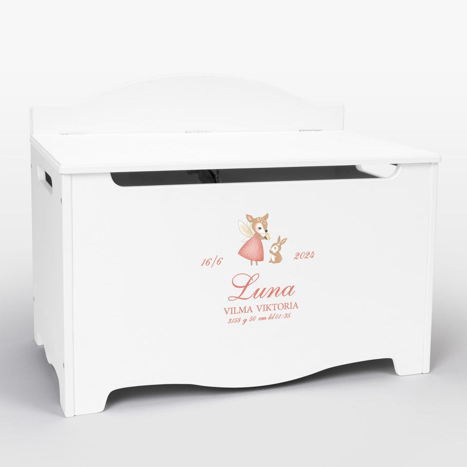 Keepsake Storage Chest Named White - Nordic Deer (Personalised) PRE ORDER