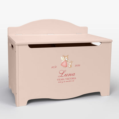 Keepsake Storage Chest Named Pink - Nordic Deer (Personalised) PRE ORDER