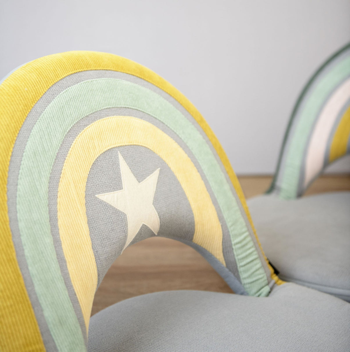Starlight Rainbow Chair Grey Chair  / Mustard , Mint Green , Light Yellow