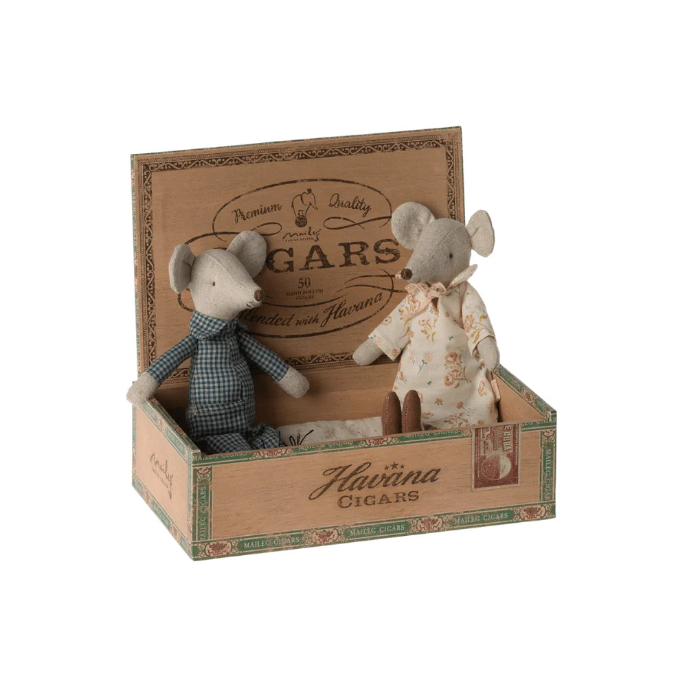 Grandma And Grandpa Mice In Cigarbox
