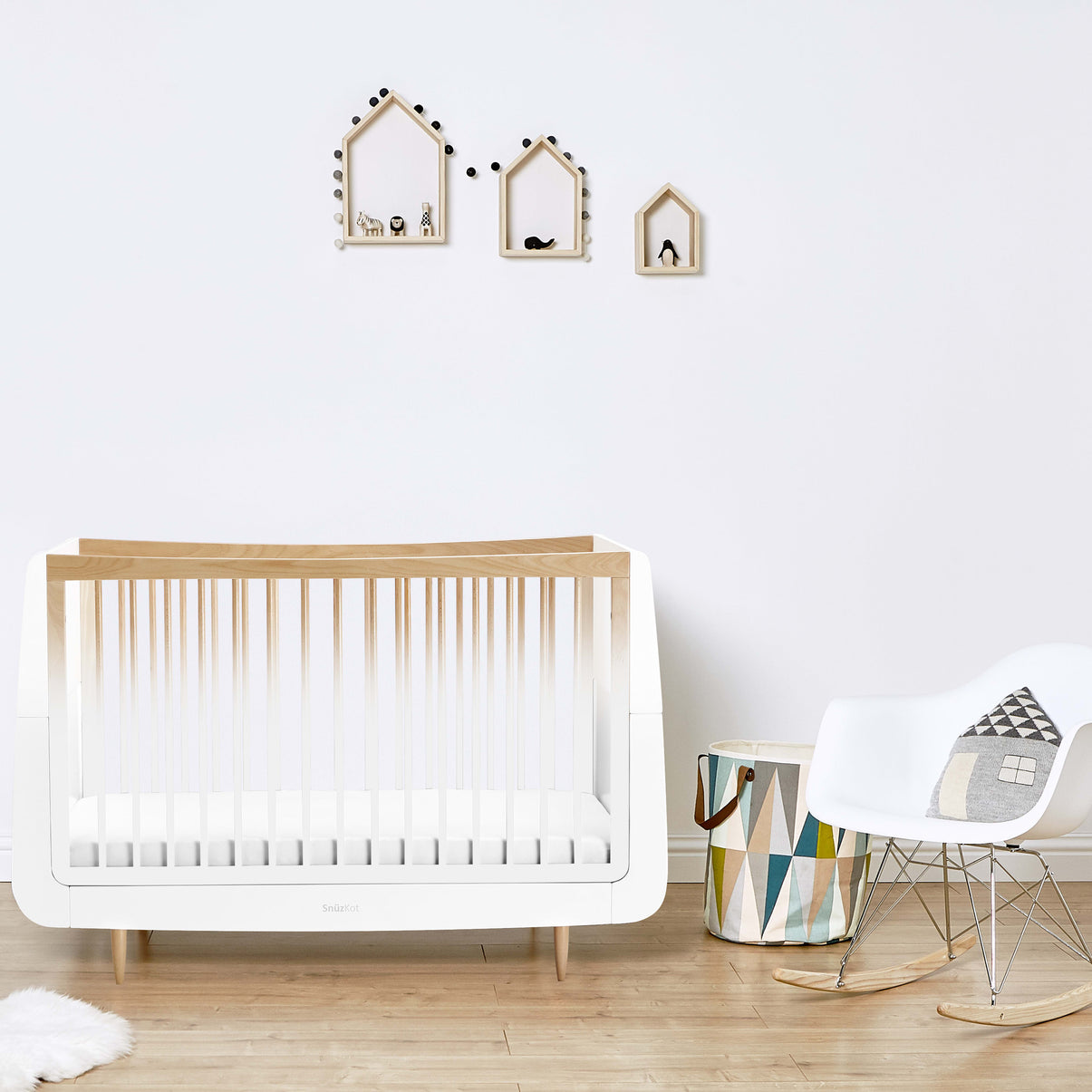 Snuz White Nursery Set SnuzKot + SnuzKot Changer Skandi Ombre - Pack of 2
