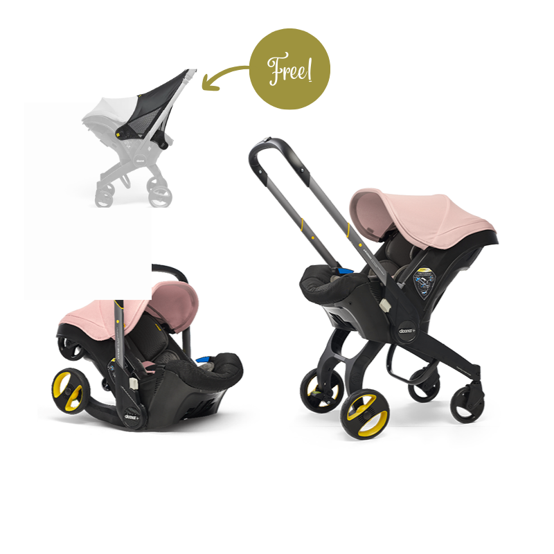 Doona+ Infant Car Seat - Blush Pink Free Sunshade Extension Black