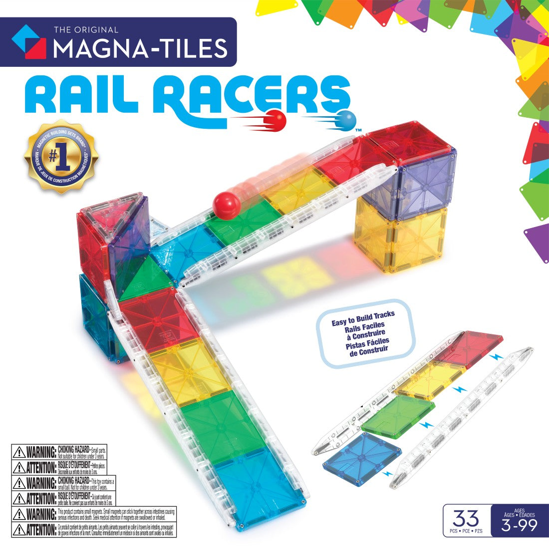 Rail Racers 33-Piece Magnetic Construction Set