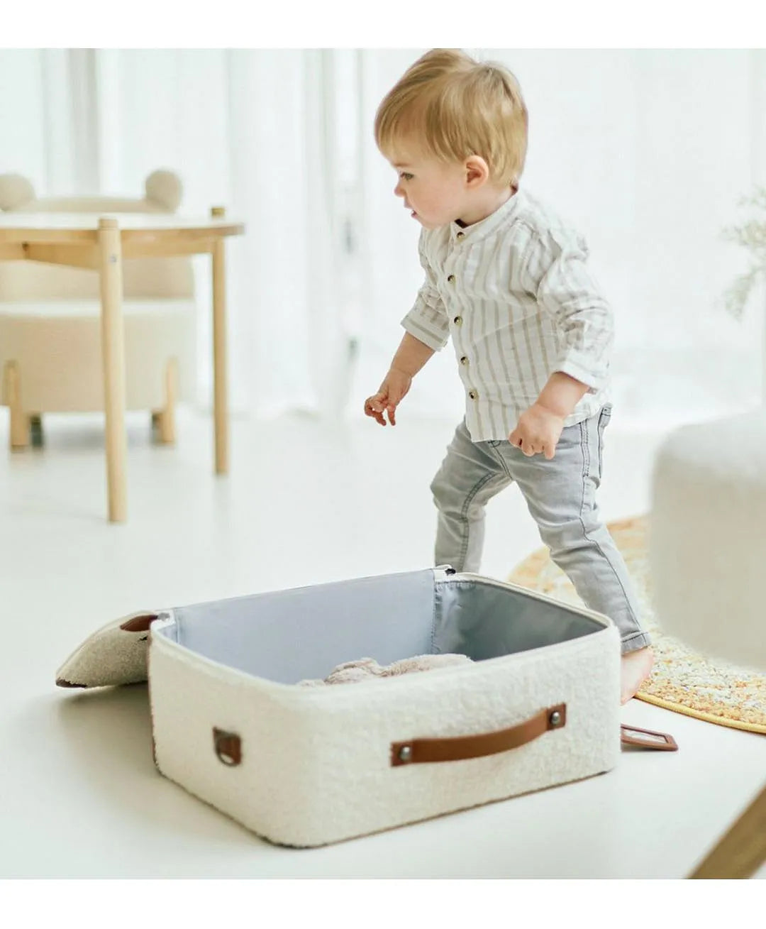 Mini Traveller Kids Suitcase Teddy Offwhite